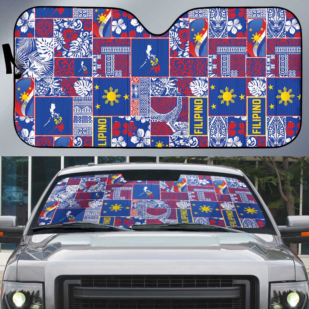 Filipino Maligayang Pasko Auto Sun Shade Pacific Patchwork Xmas Vibes - Polynesian Pride