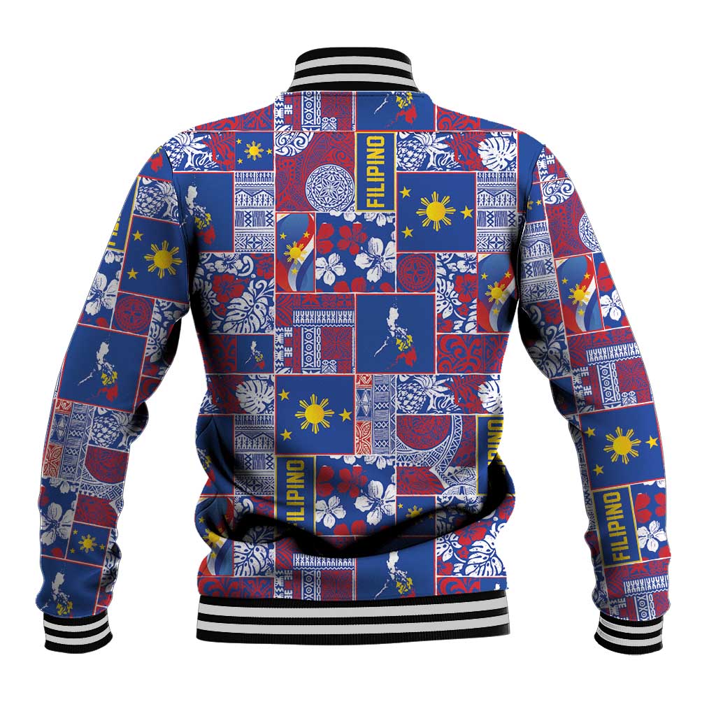 Filipino Maligayang Pasko Baseball Jacket Pacific Patchwork Xmas Vibes - Polynesian Pride