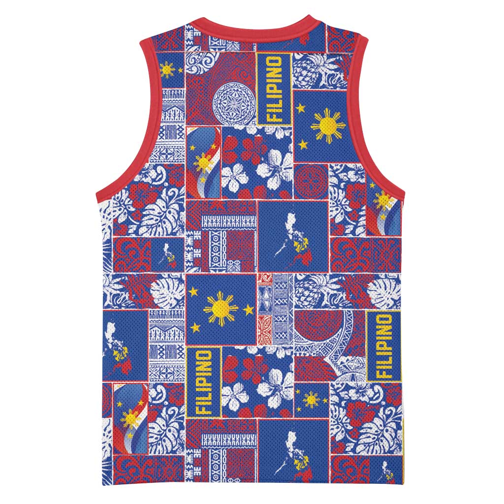 Filipino Maligayang Pasko Basketball Jersey Pacific Patchwork Xmas Vibes - Polynesian Pride