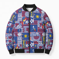 Filipino Maligayang Pasko Bomber Puffer Jacket Pacific Patchwork Xmas Vibes - Polynesian Pride
