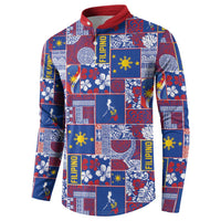 Filipino Maligayang Pasko Button Sweatshirt Pacific Patchwork Xmas Vibes - Polynesian Pride