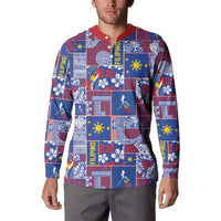 Filipino Maligayang Pasko Button Sweatshirt Pacific Patchwork Xmas Vibes - Polynesian Pride