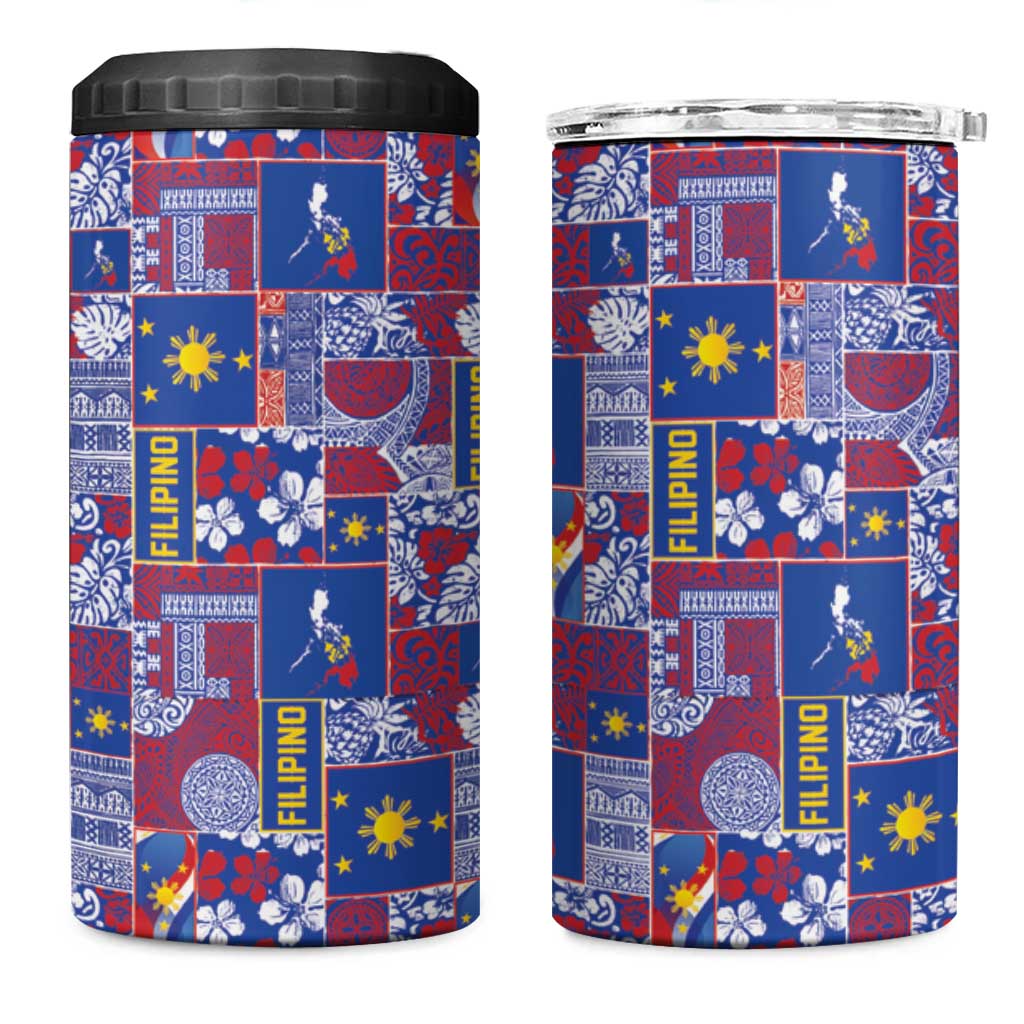 Filipino Maligayang Pasko 4 in 1 Can Cooler Tumbler Pacific Patchwork Xmas Vibes - Polynesian Pride