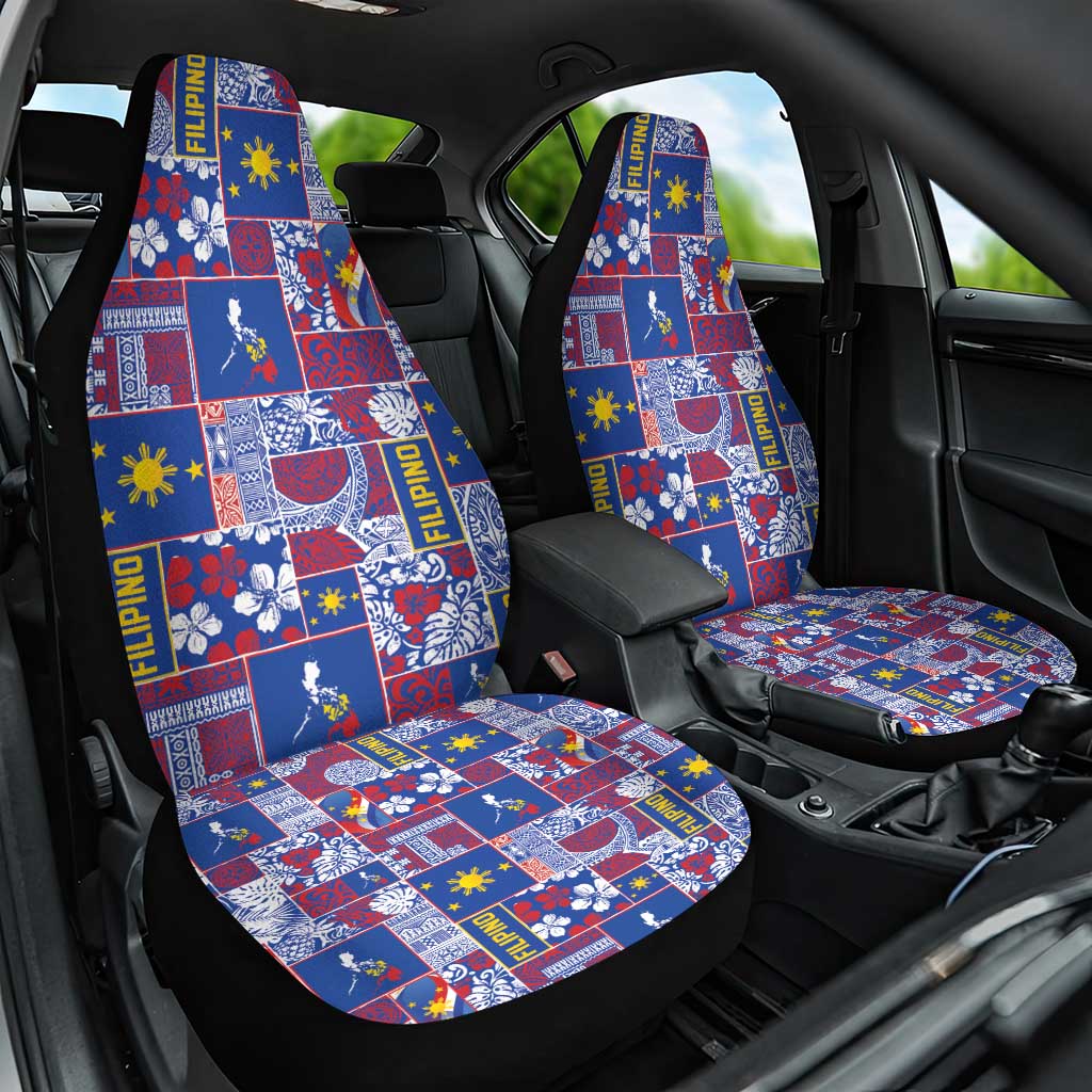 Filipino Maligayang Pasko Car Seat Cover Pacific Patchwork Xmas Vibes - Polynesian Pride