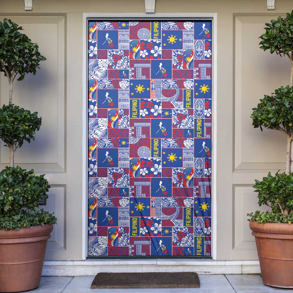 Filipino Maligayang Pasko Door Cover Pacific Patchwork Xmas Vibes - Polynesian Pride