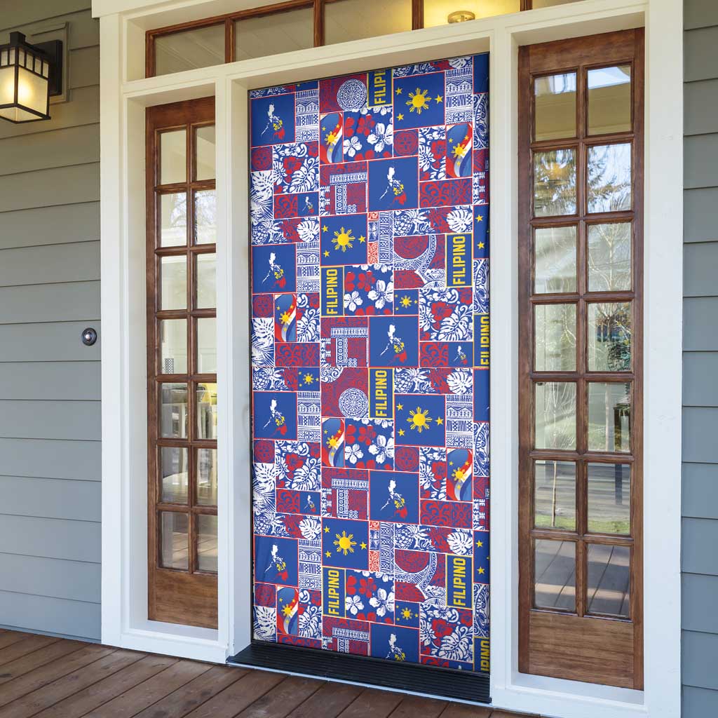 Filipino Maligayang Pasko Door Cover Pacific Patchwork Xmas Vibes - Polynesian Pride