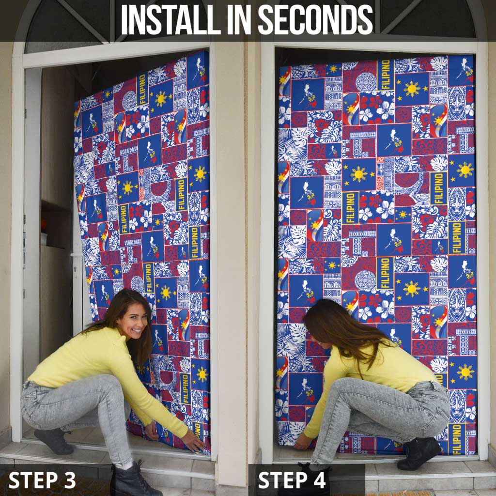 Filipino Maligayang Pasko Door Cover Pacific Patchwork Xmas Vibes - Polynesian Pride