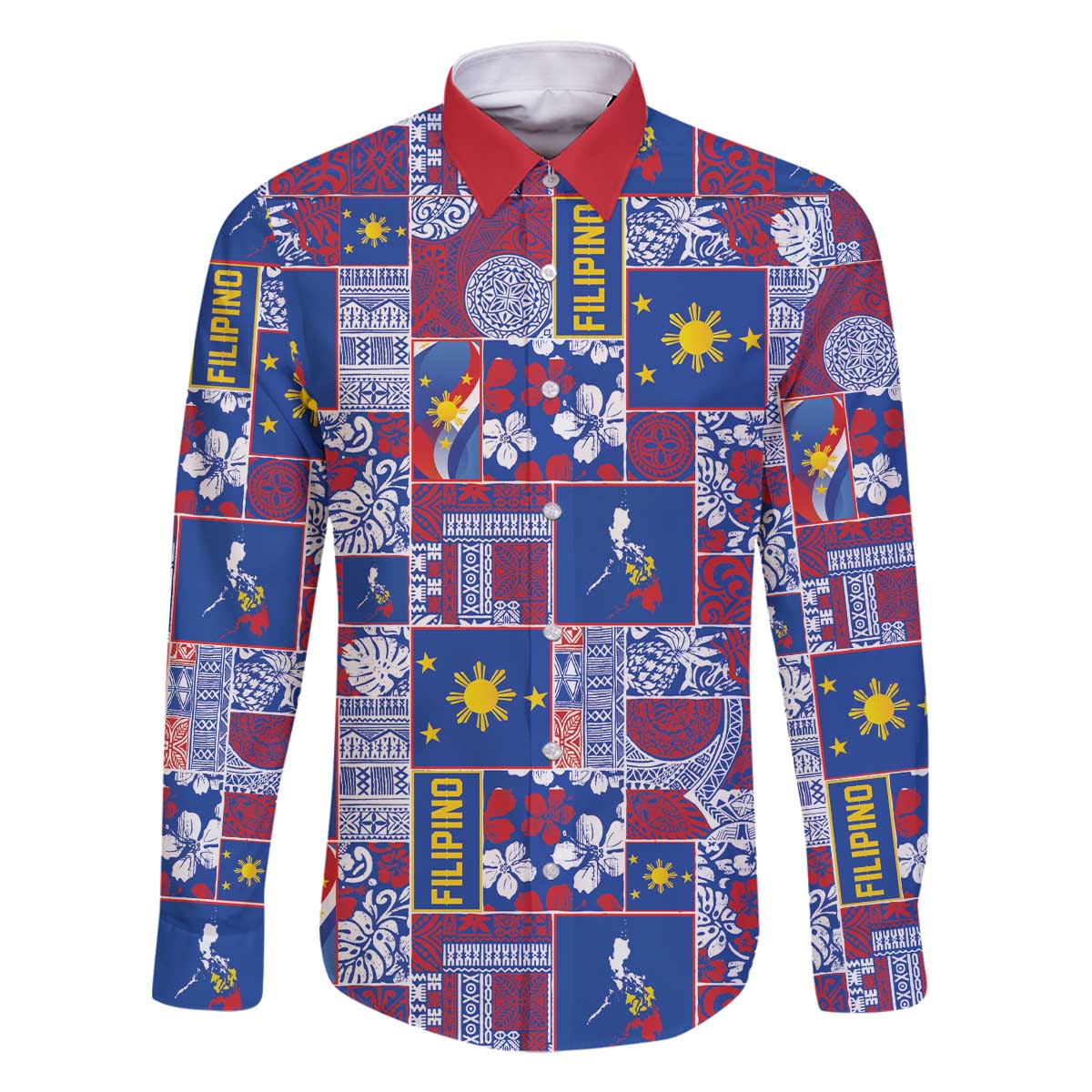 Filipino Maligayang Pasko Family Matching Off The Shoulder Long Sleeve Dress and Hawaiian Shirt Pacific Patchwork Xmas Vibes - Polynesian Pride