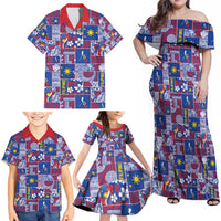 Filipino Maligayang Pasko Family Matching Off Shoulder Maxi Dress and Hawaiian Shirt Pacific Patchwork Xmas Vibes - Polynesian Pride