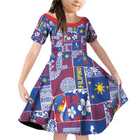Filipino Maligayang Pasko Family Matching Off Shoulder Short Dress and Hawaiian Shirt Pacific Patchwork Xmas Vibes - Polynesian Pride