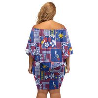 Filipino Maligayang Pasko Family Matching Off Shoulder Short Dress and Hawaiian Shirt Pacific Patchwork Xmas Vibes - Polynesian Pride