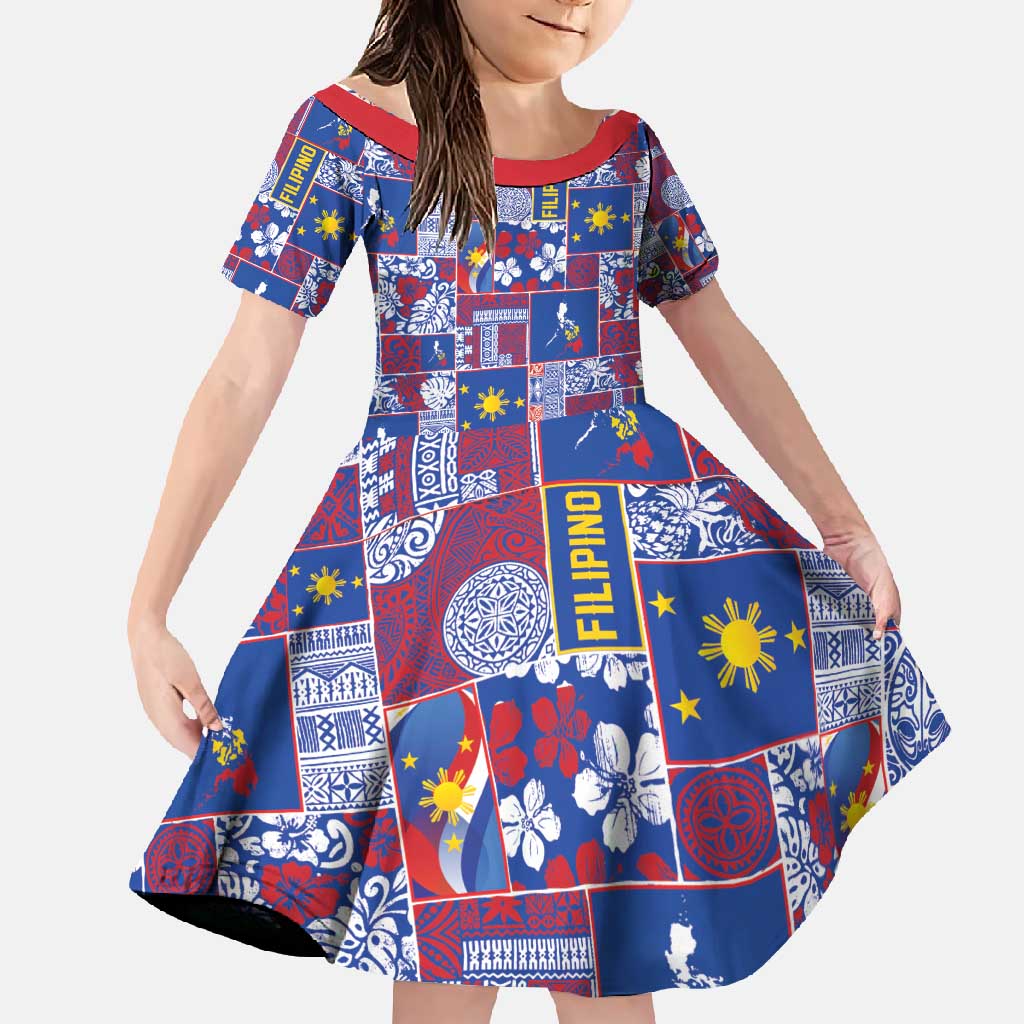 Filipino Maligayang Pasko Family Matching Short Sleeve Bodycon Dress and Hawaiian Shirt Pacific Patchwork Xmas Vibes - Polynesian Pride