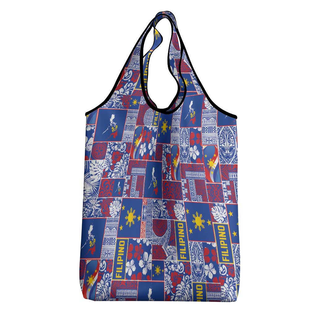 Filipino Maligayang Pasko Grocery Bag Pacific Patchwork Xmas Vibes - Polynesian Pride