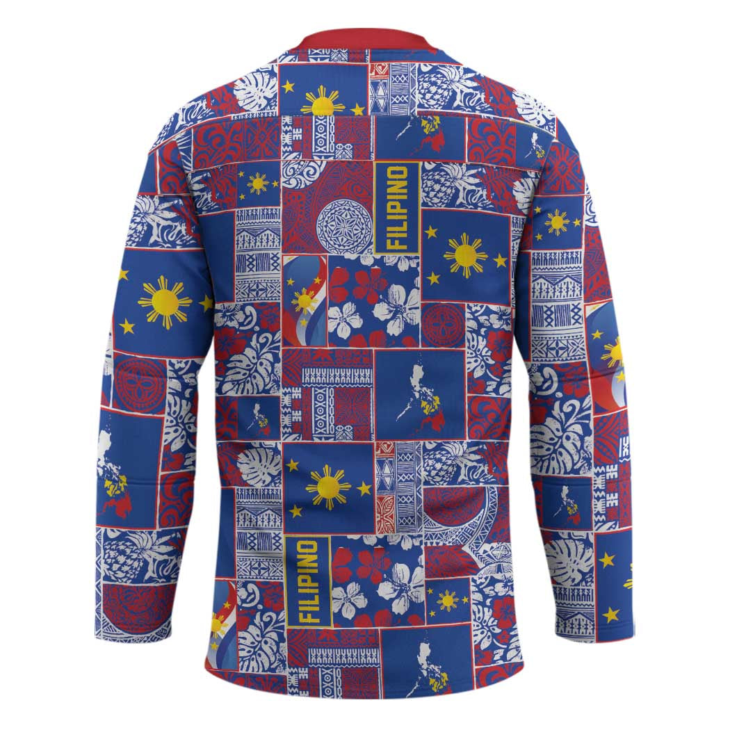 Filipino Maligayang Pasko Hockey Jersey Pacific Patchwork Xmas Vibes - Polynesian Pride