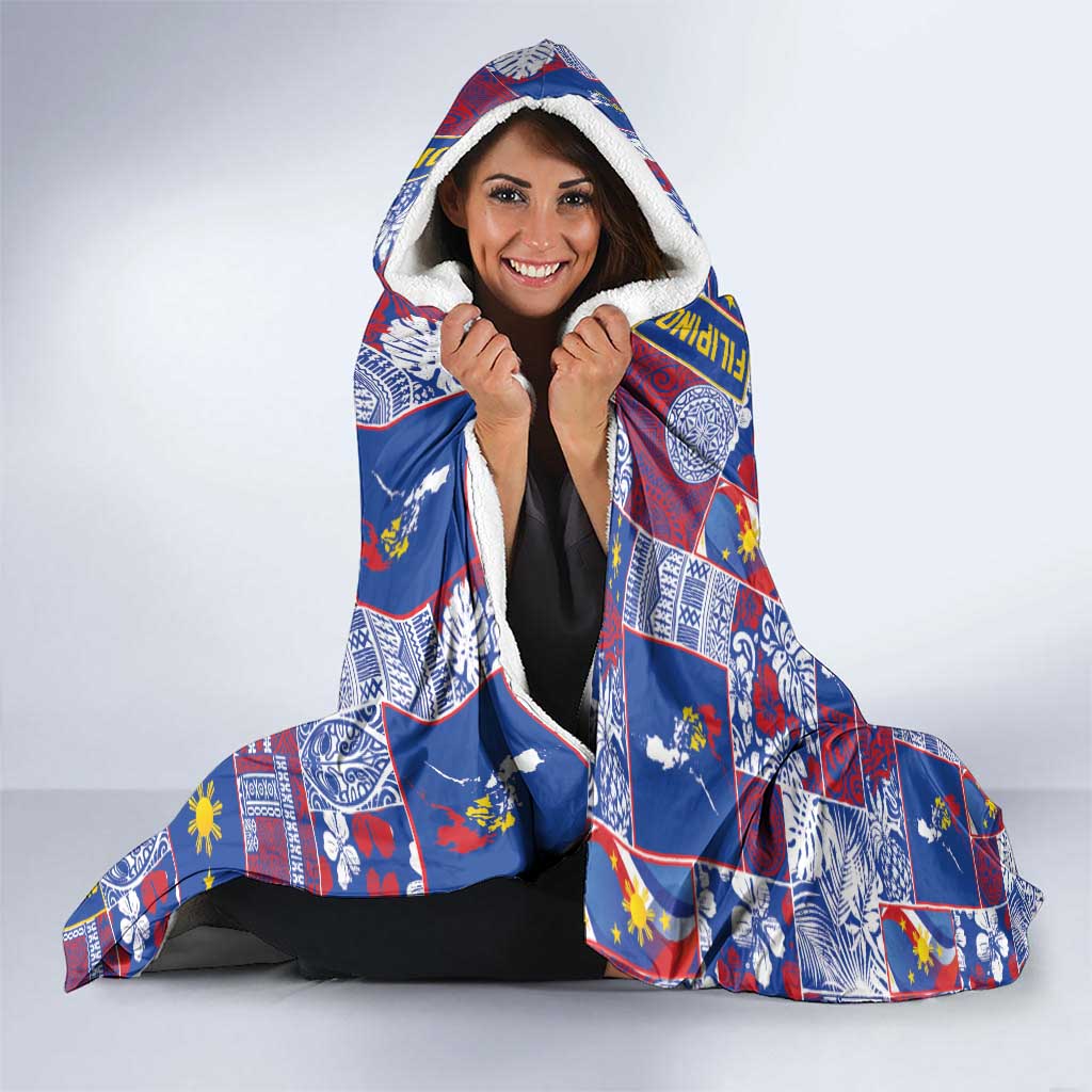 Filipino Maligayang Pasko Hooded Blanket Pacific Patchwork Xmas Vibes - Polynesian Pride