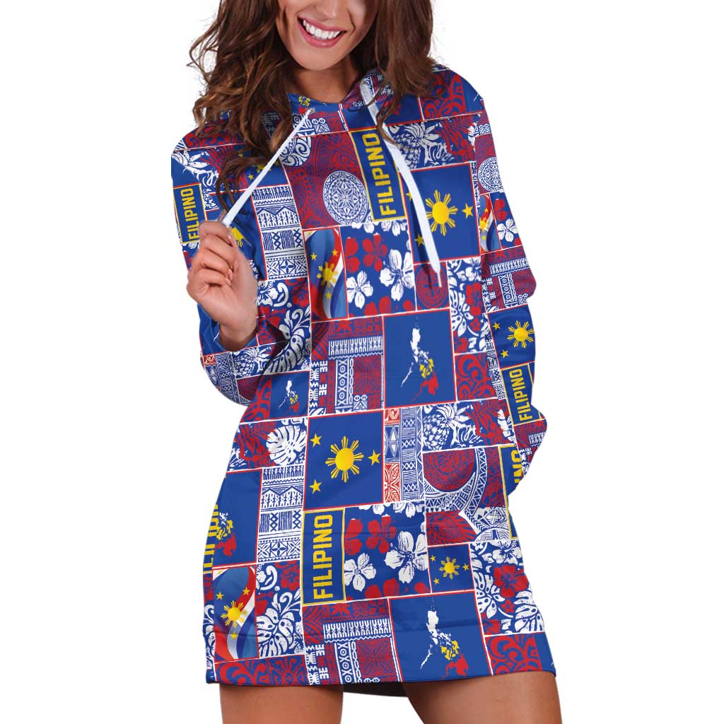 Filipino Maligayang Pasko Hoodie Dress Pacific Patchwork Xmas Vibes - Polynesian Pride