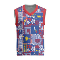 Filipino Maligayang Pasko Christmas Knitted V-Neck Vest Pacific Patchwork Xmas Vibes - Polynesian Pride