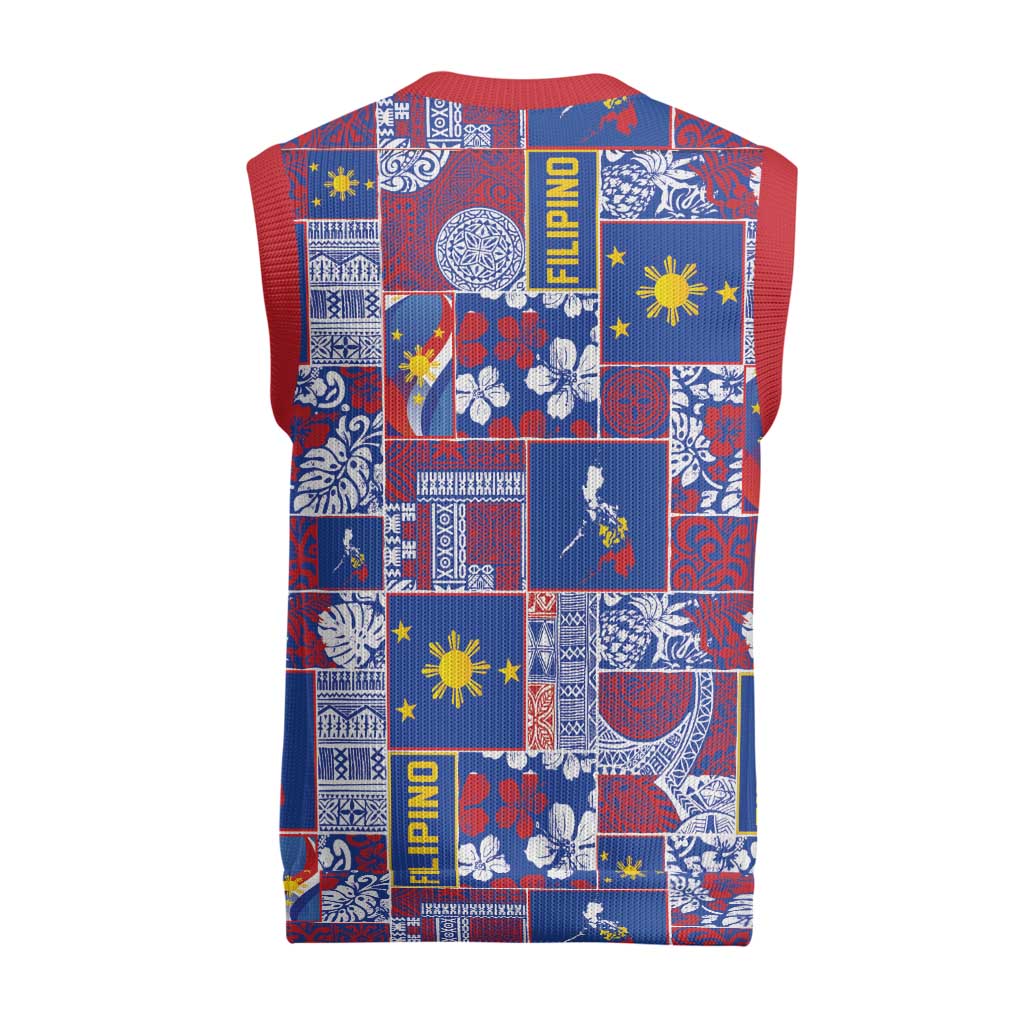 Filipino Maligayang Pasko Christmas Knitted V-Neck Vest Pacific Patchwork Xmas Vibes - Polynesian Pride