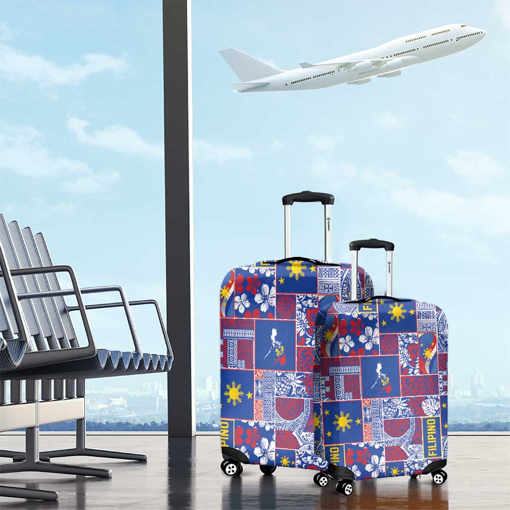 Filipino Maligayang Pasko Luggage Cover Pacific Patchwork Xmas Vibes - Polynesian Pride