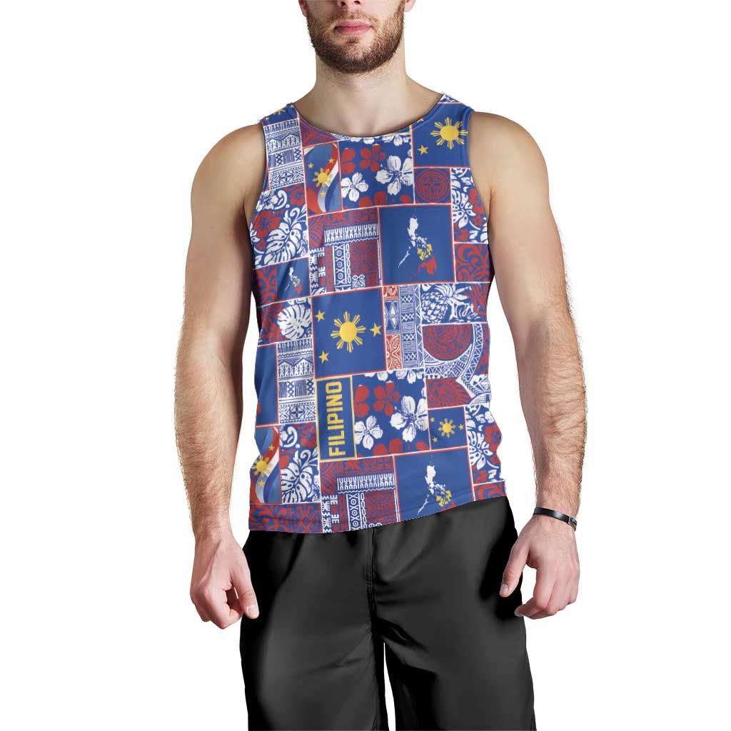 Filipino Maligayang Pasko Men Tank Top Pacific Patchwork Xmas Vibes - Polynesian Pride