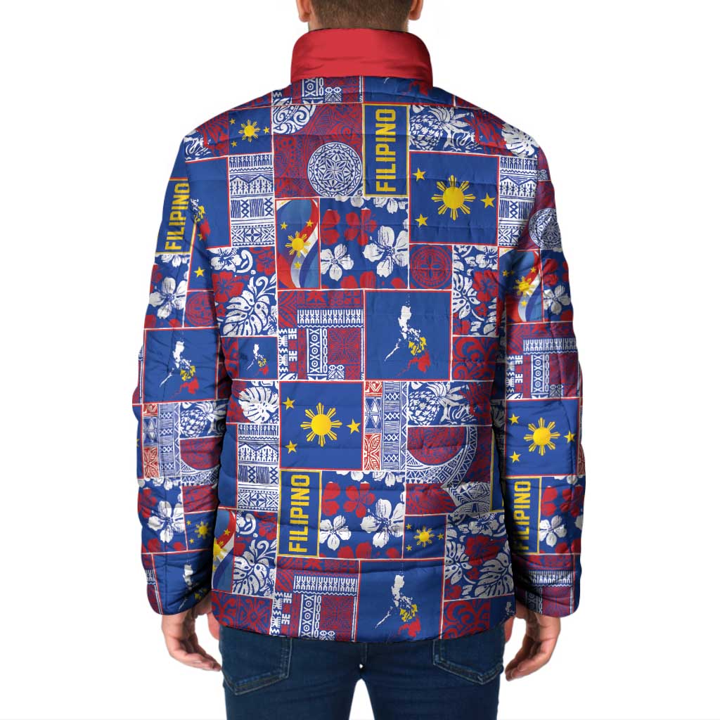 Filipino Maligayang Pasko Padded Jacket Pacific Patchwork Xmas Vibes - Polynesian Pride
