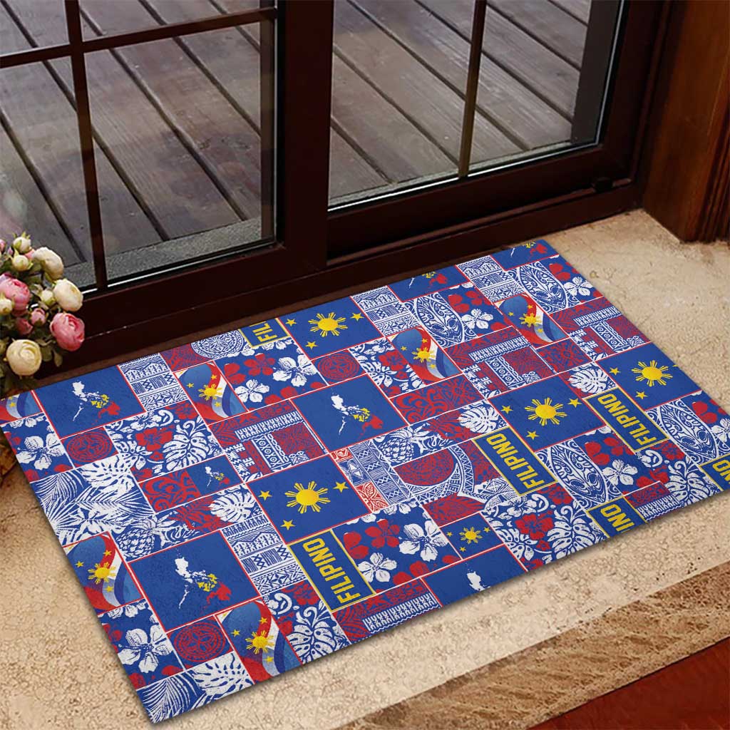 Filipino Maligayang Pasko Rubber Doormat Pacific Patchwork Xmas Vibes - Polynesian Pride