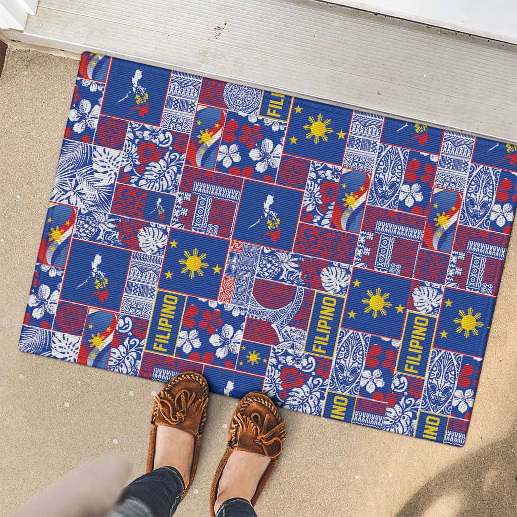 Filipino Maligayang Pasko Rubber Doormat Pacific Patchwork Xmas Vibes - Polynesian Pride