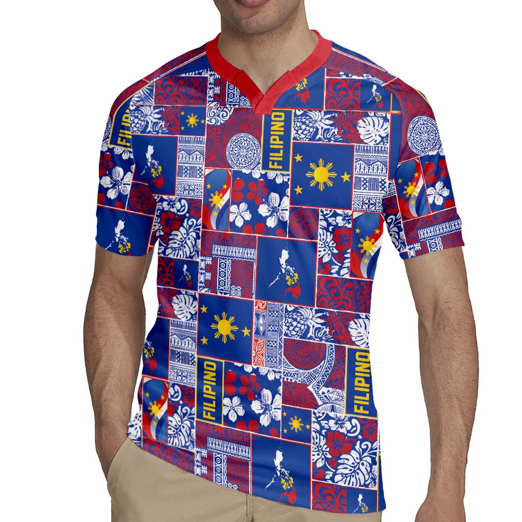 Filipino Maligayang Pasko Rugby Jersey Pacific Patchwork Xmas Vibes - Polynesian Pride