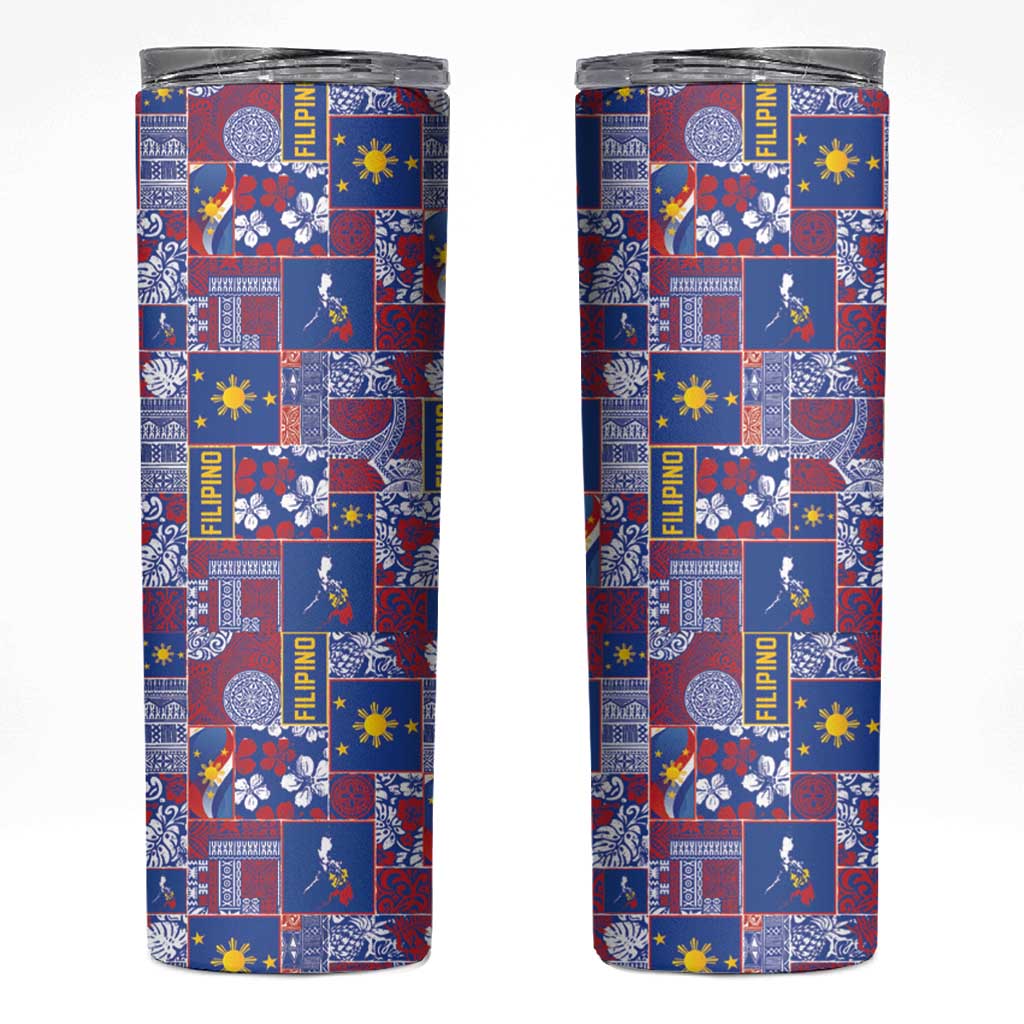 Filipino Maligayang Pasko Skinny Tumbler Pacific Patchwork Xmas Vibes - Polynesian Pride