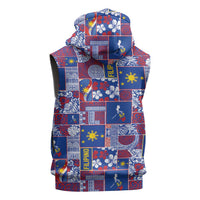 Filipino Maligayang Pasko Sleeveless Zip Hoodie Pacific Patchwork Xmas Vibes - Polynesian Pride