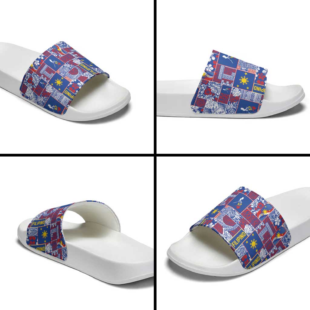 Filipino Maligayang Pasko Slide Sandals Pacific Patchwork Xmas Vibes - Polynesian Pride