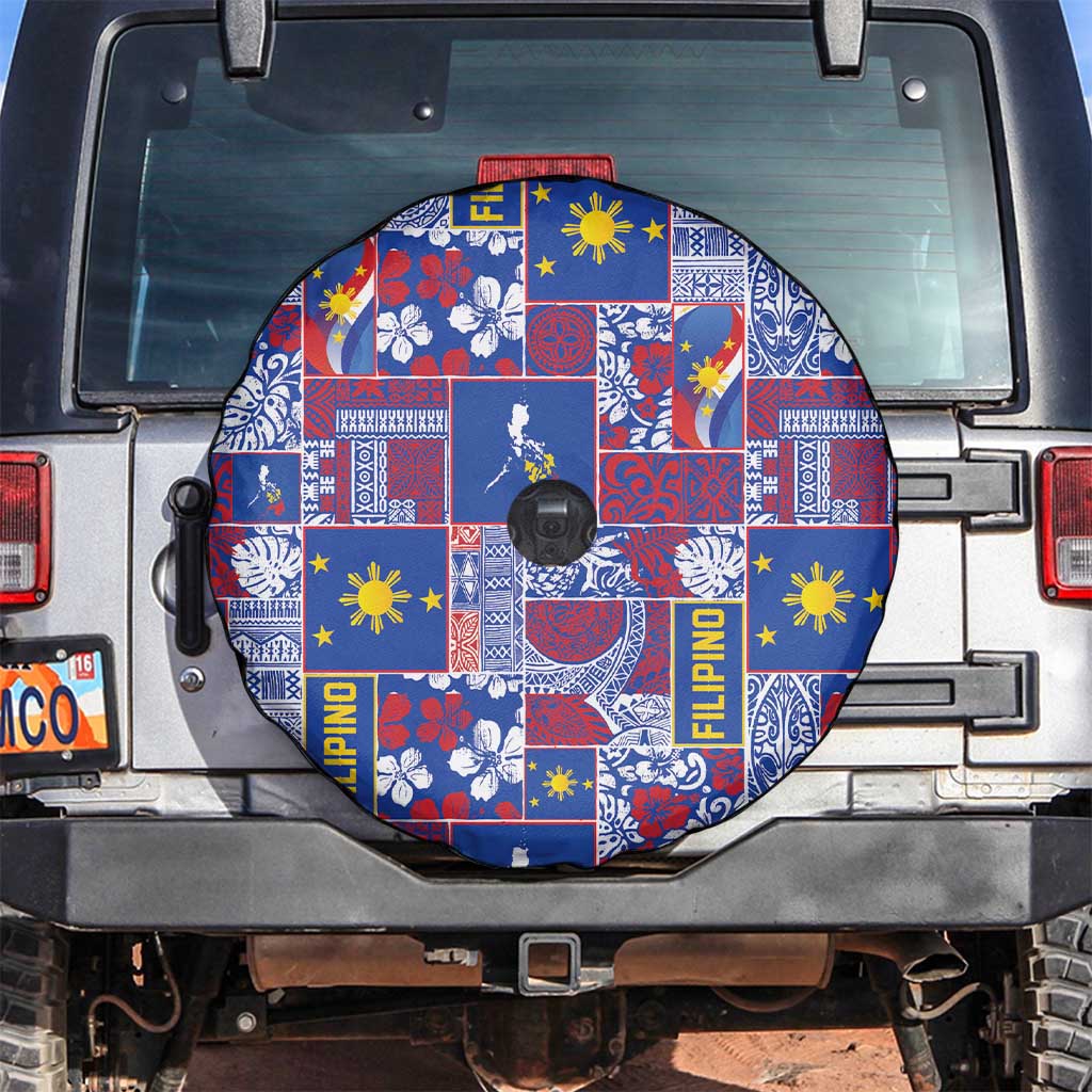 Filipino Maligayang Pasko Spare Tire Cover Pacific Patchwork Xmas Vibes - Polynesian Pride