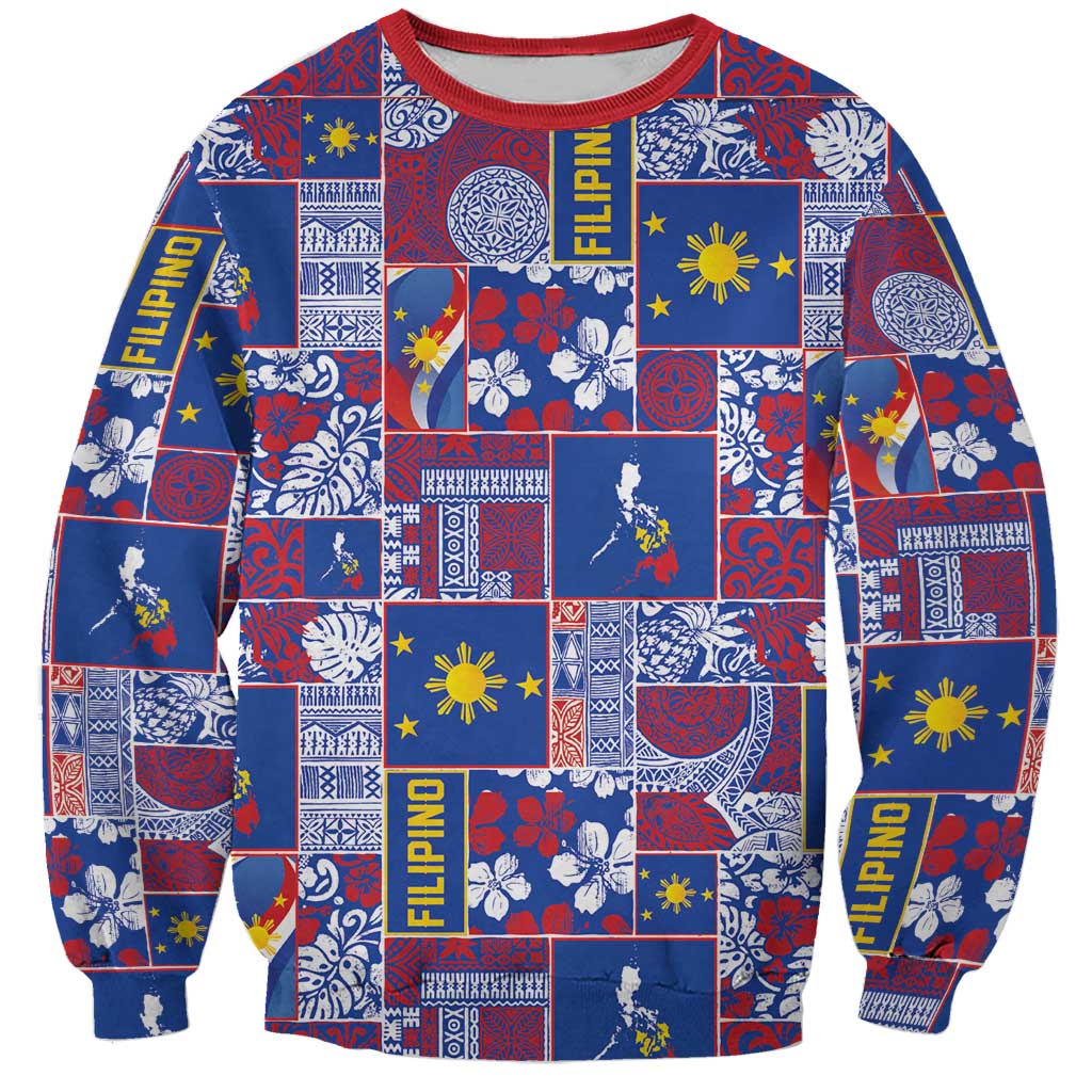 Filipino Maligayang Pasko Sweatshirt Pacific Patchwork Xmas Vibes - Polynesian Pride