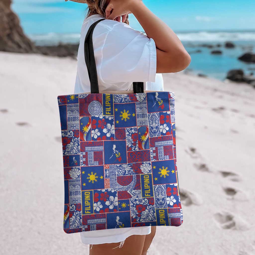 Filipino Maligayang Pasko Tote Bag Pacific Patchwork Xmas Vibes - Polynesian Pride