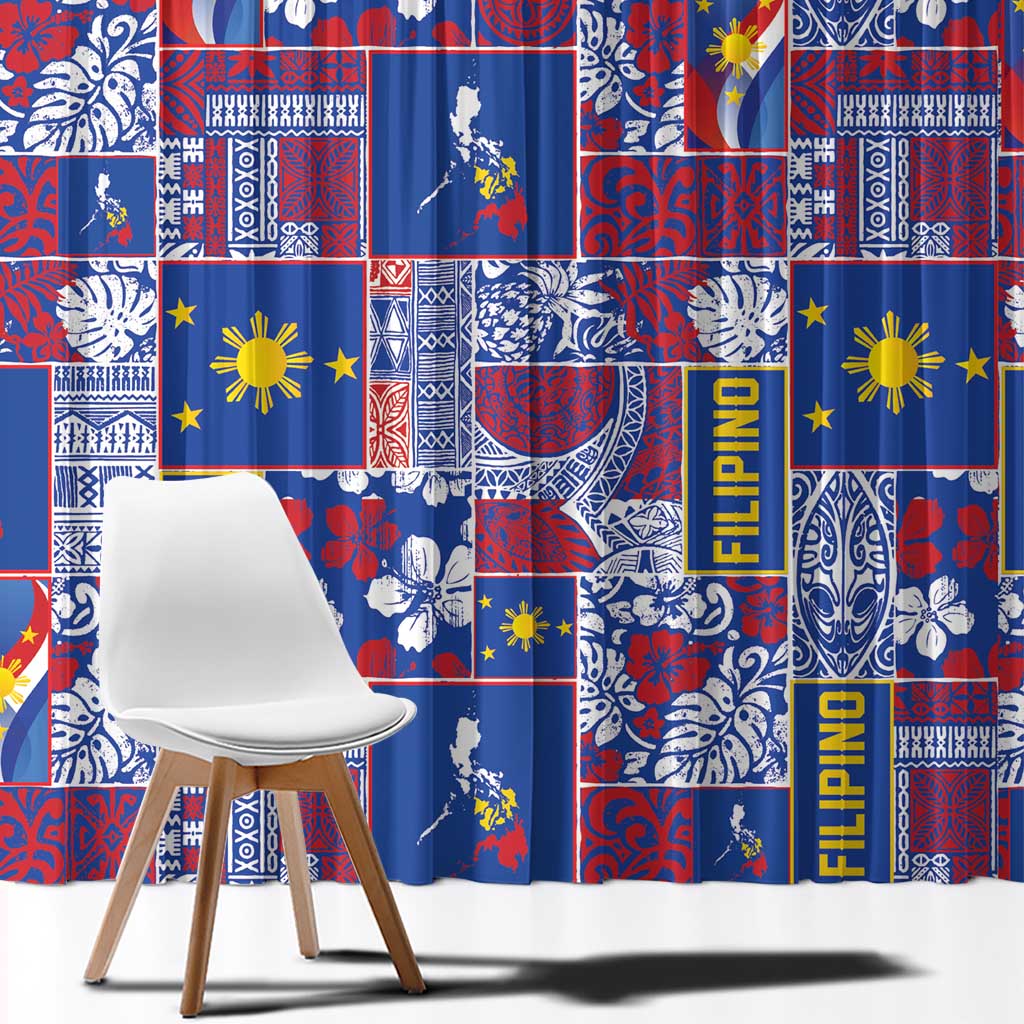 Filipino Maligayang Pasko Window Curtain Pacific Patchwork Xmas Vibes - Polynesian Pride