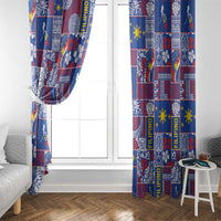 Filipino Maligayang Pasko Window Curtain Pacific Patchwork Xmas Vibes - Polynesian Pride