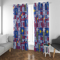 Filipino Maligayang Pasko Window Curtain Pacific Patchwork Xmas Vibes - Polynesian Pride