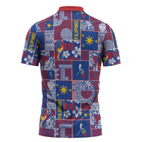 Filipino Maligayang Pasko Zipper Polo Shirt Pacific Patchwork Xmas Vibes - Polynesian Pride