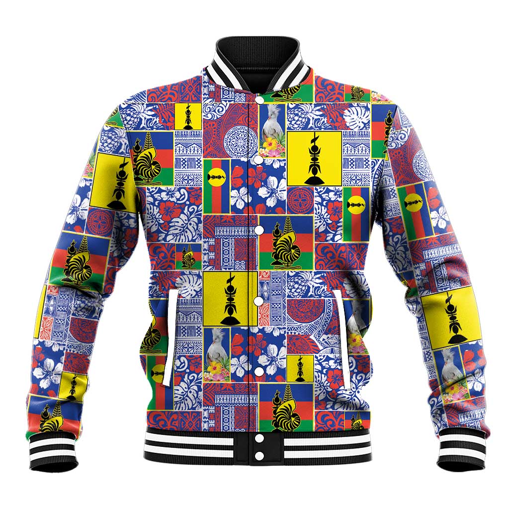 New Caledonia Joyeux Noel Baseball Jacket Pacific Patchwork Xmas Vibes - Polynesian Pride