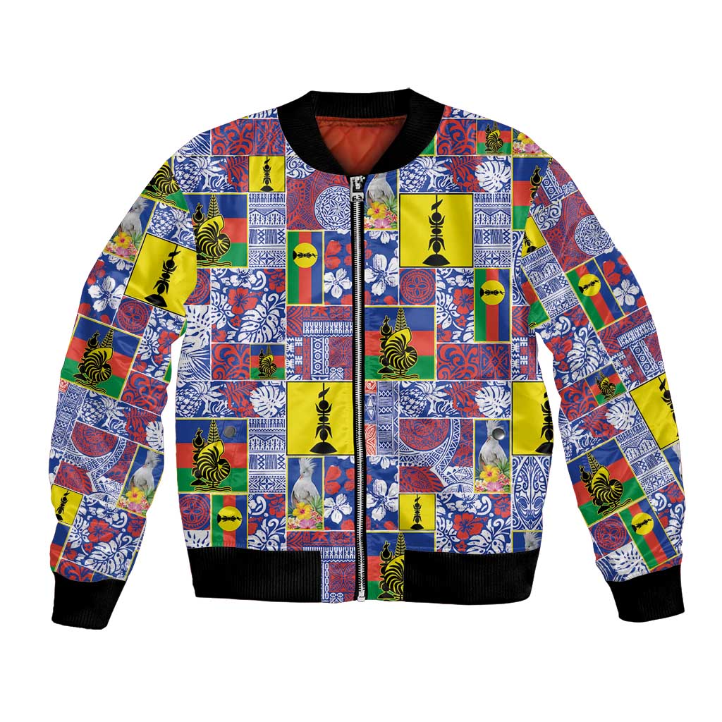 New Caledonia Joyeux Noel Bomber Jacket Pacific Patchwork Xmas Vibes - Polynesian Pride