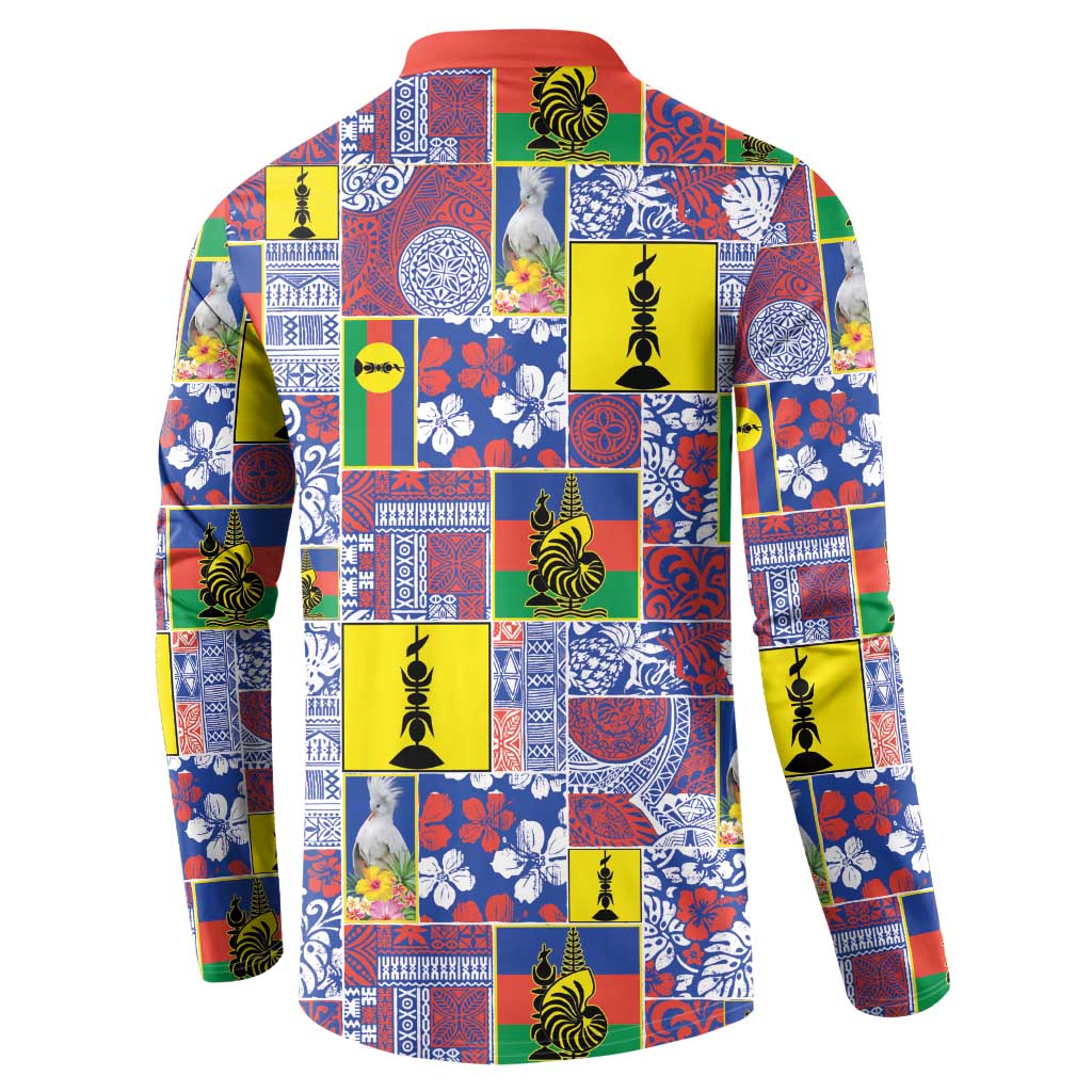 New Caledonia Joyeux Noel Button Sweatshirt Pacific Patchwork Xmas Vibes - Polynesian Pride