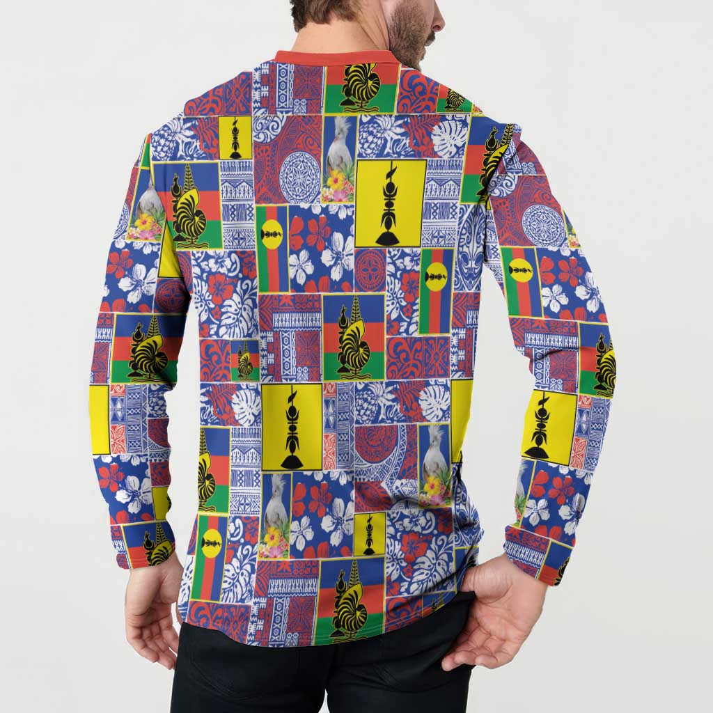 New Caledonia Joyeux Noel Button Sweatshirt Pacific Patchwork Xmas Vibes - Polynesian Pride