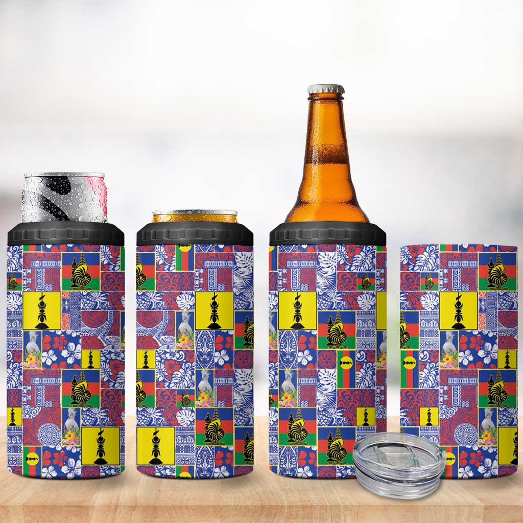 New Caledonia Joyeux Noel 4 in 1 Can Cooler Tumbler Pacific Patchwork Xmas Vibes - Polynesian Pride