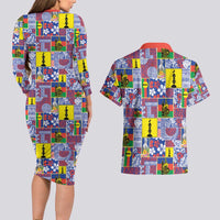 New Caledonia Joyeux Noel Couples Matching Long Sleeve Bodycon Dress and Hawaiian Shirt Pacific Patchwork Xmas Vibes - Polynesian Pride