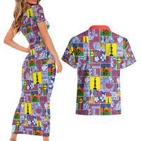New Caledonia Joyeux Noel Couples Matching Short Sleeve Bodycon Dress and Hawaiian Shirt Pacific Patchwork Xmas Vibes - Polynesian Pride
