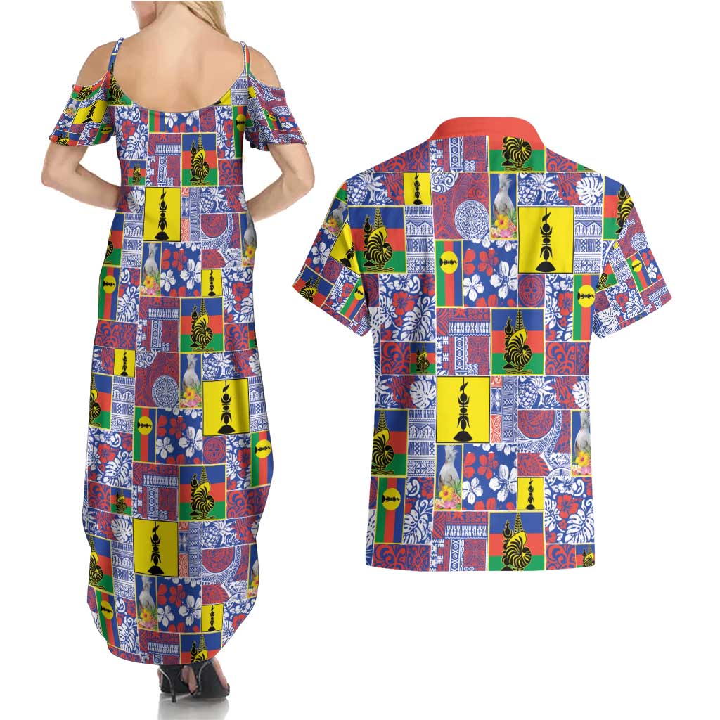 New Caledonia Joyeux Noel Couples Matching Summer Maxi Dress and Hawaiian Shirt Pacific Patchwork Xmas Vibes - Polynesian Pride
