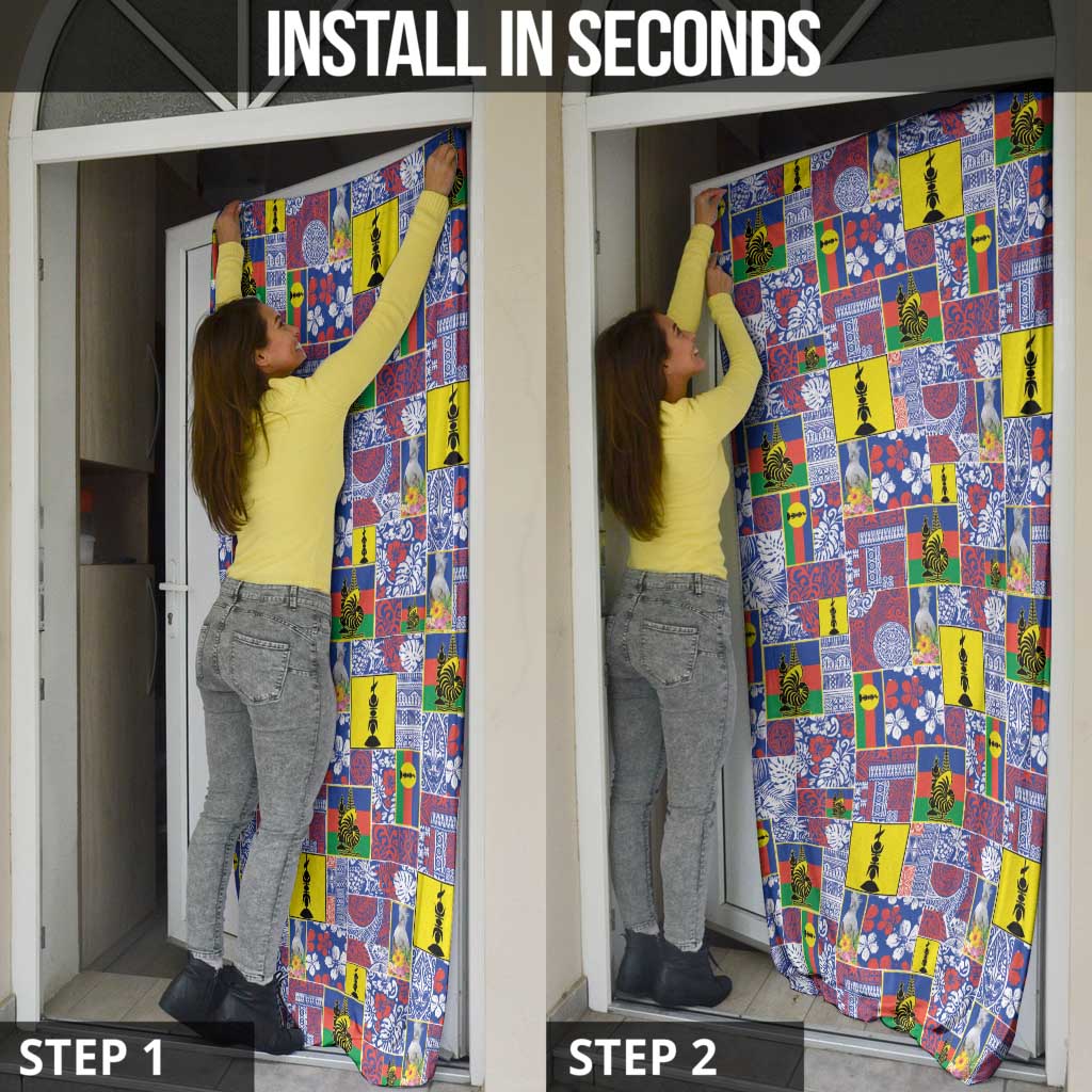 New Caledonia Joyeux Noel Door Cover Pacific Patchwork Xmas Vibes - Polynesian Pride