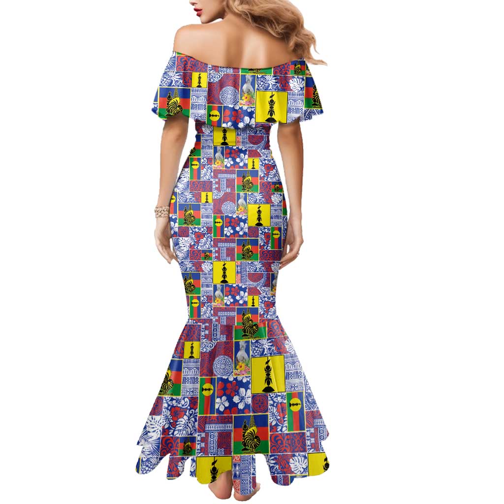 New Caledonia Joyeux Noel Family Matching Mermaid Dress and Hawaiian Shirt Pacific Patchwork Xmas Vibes - Polynesian Pride
