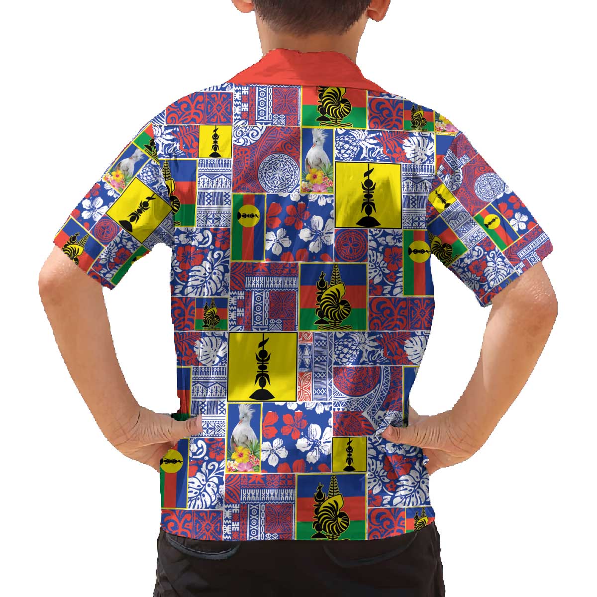 New Caledonia Joyeux Noel Family Matching Off The Shoulder Long Sleeve Dress and Hawaiian Shirt Pacific Patchwork Xmas Vibes - Polynesian Pride