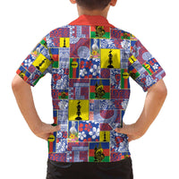 New Caledonia Joyeux Noel Family Matching Off The Shoulder Long Sleeve Dress and Hawaiian Shirt Pacific Patchwork Xmas Vibes - Polynesian Pride